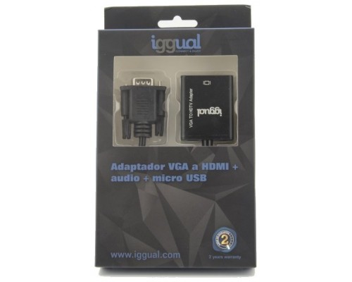 iggual Adaptador VGA a HDMI + audio + microUSB