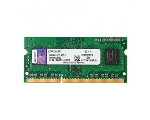 Kingston Technology ValueRAM 4GB DDR3L 1600MHz módulo de memoria (Espera 4 dias)