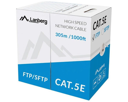 BOBINA CAT.5E LANBERG FTP RJ45 SOLIDO COBRE FLUKE TESTED AWG24 305M GRIS BOBINA CAT.5E LANBERG FTP RJ45 SOLIDO COBRE FLUKE TESTED AWG24 305M GRIS