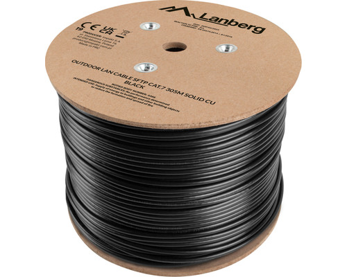 BOBINA CABLE DE RED LANBERG EXTERIOR SFTP RJ45 CAT.7 SOLIDO CU 305M NEGRO FLUKE PASSED BOBINA CABLE DE RED LANBERG EXTERIOR SFTP RJ45 CAT.7 SOLIDO CU 305M NEGRO FLUKE PASSED