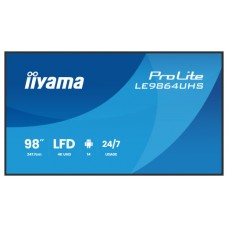 IIYAMA MONITOR 98" 3840x2160, UHD VA DLED  500cd/m, HORIZ Y VERT, MM 2x 10W, 2x HDMIx 1x USB-C, USB 2.0 x2, WiFi, LAN, Media Play USB Port, Control LAN / RS232C, Android 14 OS, 24/7 Operation, VESA Mount 700x500 - wallmount included (LH5564UHS-B1AG) 