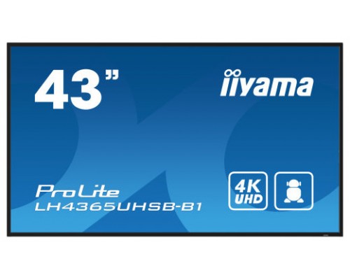 iiyama LH4365UHSB-B1 pantalla de señalización Diseño de quiosco 108 cm (42.5") LED Wifi 800 cd / m² 4K Ultra HD Negro Procesador incorporado Android 11 24/7 (Espera 4 dias)