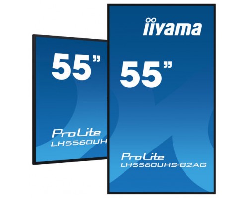 MONITOR IIYAMA 55" UHD, 500CD/M2, LANDSCAPE PORTRAIT, MM 2X 10W, 3X HDMI, USB 2.0 X2, WIFI, LAN, MEDIA PLAY USB, CONTROL LAN / RS232C, IISIGNAGE2 (CMS/DMS), E-SHARE,ANDROID 11 OS, 24/7,VESA MOUNT 300X400(SOPORTE PARED INCLUIDO) (LH5560UHS-B2AG) (Espe MONITOR IIYAMA 55" UHD, 500CD/M2, LANDSCAPE PORTRAIT, MM 2X 10W, 3X HDMI, USB 2.0 X2, WIFI, LAN, MEDIA PLAY USB, CONTROL LAN / RS232C, IISIGNAGE2 (CMS/DMS), E-SHARE,ANDROID 11 OS, 24/7,VESA MOUNT 300X400(SOPORTE PARED INCLUIDO) (LH5560UHS-B2AG) (Espe