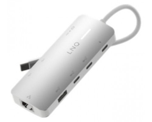 HUB 8 PUERTOS 8K PRO USB-C 140W GRIS LINQ (Espera 4 dias)