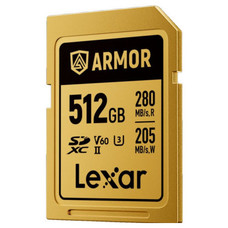 LEXAR 512GB PROFESSIONAL ARMOR GOLD SDXC UHS-II CARDS,  UP TO 280MB/S READ 210MB/S WRITE C10 V60 U3,STAINLESS STEEL CASING, IP68 (Espera 4 dias)