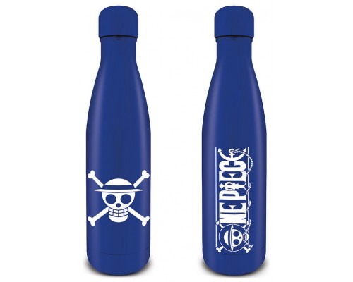 BOTELLA METÁLICA LOGO ONE PIECE & EMBLEMA PIRATAS SOMBRERO DE PAJA AZUL 540 ML PYRAMID REDSTRING MDB25506 (Espera 4 dias)