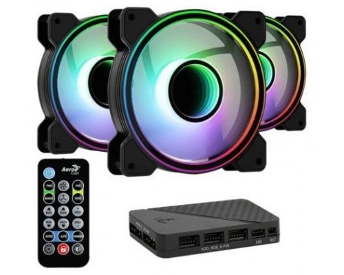 KIT 3 VENTILADORES AUXILIAR INTERNO 120MM AEROCOOL MIRAGE ARGB +HUB+MANDO (Espera 4 dias)