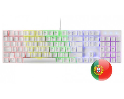 Mars Gaming MK422 Blanco Teclado Gaming RGB Switch Mecánico Rojo Idioma Portugués (Espera 4 dias)