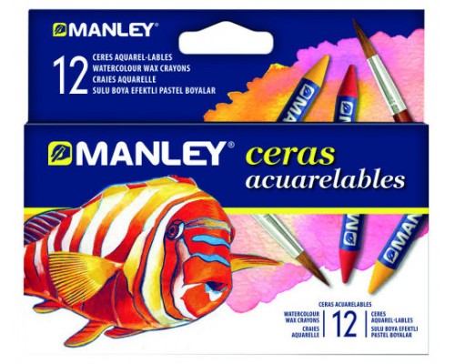 ESTUCHE 12 CERAS ACUARELABLES MANLEY MNQ00412 (Espera 4 dias)