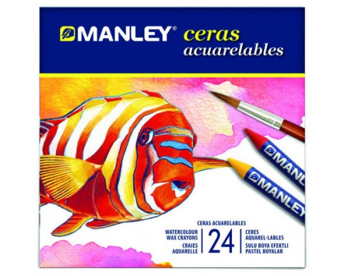 ESTUCHE 24 CERAS ACUARELABLES MANLEY MNQ00424 (Espera 4 dias)