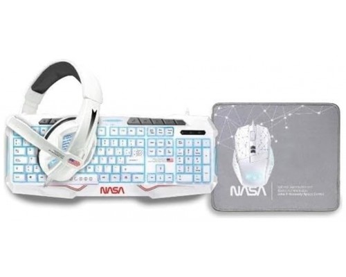 Kit GAMIN 4 en 1 TECLADO + RATON + AURICULARES + ALFOMBRILLA de NASA ANDROMEDA (Espera 4 dias)