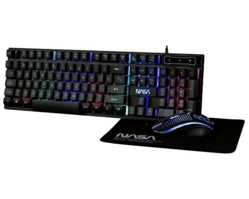 Kit GAMIN 3 en 1 TECLADO + RATON + ALFOMBRILLA de NASA PEGASUS (Espera 4 dias)