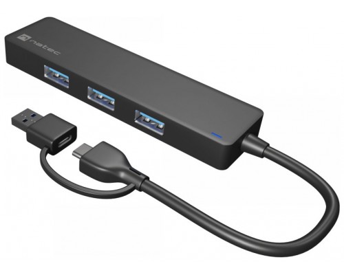 HUB NATEC MAYFLY USB-C 3.0 4 PUERTOS + ADAPTADOR USB-A