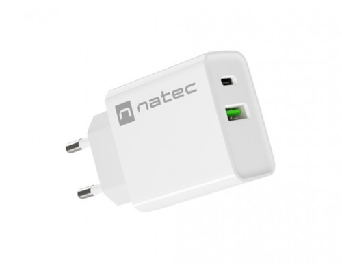 CARGADOR NATEC RIBERA 20W 1XUSB-A + 1XUSB-C PD3.0 QC3.0 BLANCO