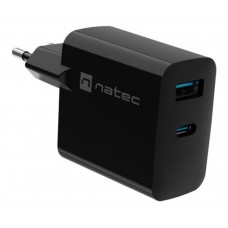 CARGADOR NATEC RIBERA GAN 45W PD3.0 QC3.0 1XUSB-A + 1XUSB-C NEGRO