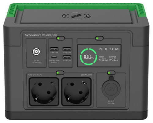 SCHNEIDER OFFGRID PORTABLE POWER STATION 330, 332WH LITHIUM-ION, 2 SCHUKO, SINEWAVE (Espera 4 dias)