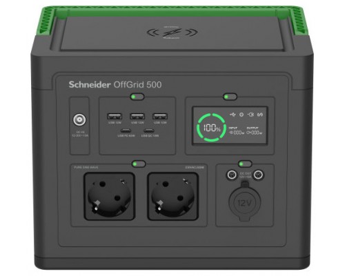 SCHNEIDER OFFGRID PORTABLE POWER STATION 500, 517 WH LITHIUM-ION, 2 SCHUKO, SINEWAVE (Espera 4 dias)