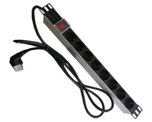 PEPEGREEN PDU TIPO REGLETA DE ALUMINIO CON 8 TOMAS MAS INTERRUPTOR Y CABLE DE 2 M