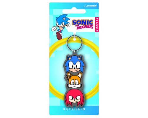 LLAVERO TRÍO APILADO SONIC, TAILS KNUCKLES 6 CM PYRAMID RK39440C (Espera 4 dias)