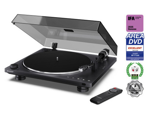 SHARP RP-TT100 TOCADISCOS BT 5.4, USB-C, CARTUCHO AUDIO-TECHNICA, AUTOM&Aacute;TICO, CUBIERTA ANTIPOLVO, NEGRO (Espera 4 dias)