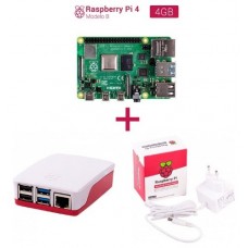 Kit raspberry Pi 4 4 GB. Incluye caja roja/blanca