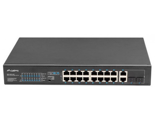 SWITCH LANBERG 18 PTOS 100MB 16xPOE+/2x GBIT ETHER 250W RACK 19"