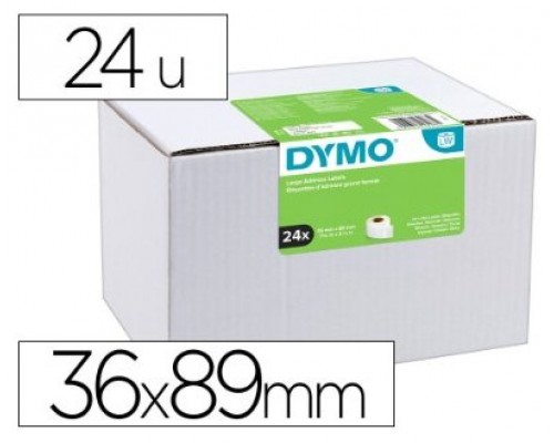 DYMO Etiqueta LW Multipack  Etiquetas dirección 36x89mm -  VALUE PACK (24 rollos) Papel blanco