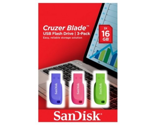 SanDisk Cruzer Blade 16GB unidad flash USB USB tipo A 2.0 Azul, Verde, Rosa (Espera 4 dias)