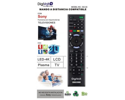 Mando Compatible Para Tv Sony So-33