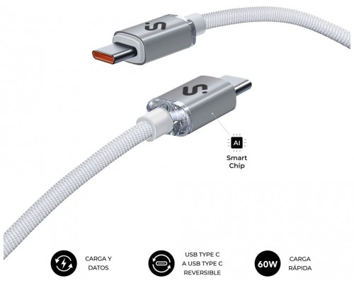 SUBBLIM CABLE OPTIMUS 60W C-C 1m WHITE (Espera 4 dias)