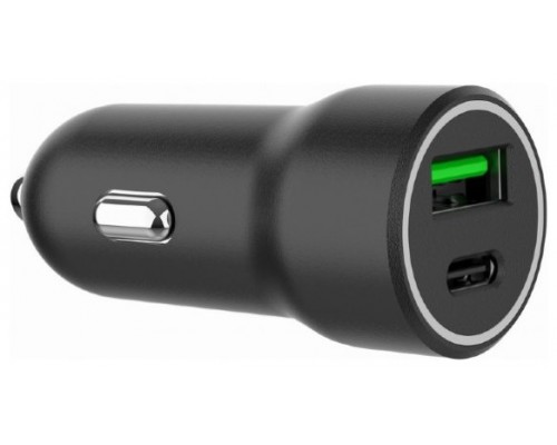 CARGADOR RAPIDO PARA COCHE GEMBIRD CON 2 PUERTOS USB, TIPO C PD, 20 W, NEGRO