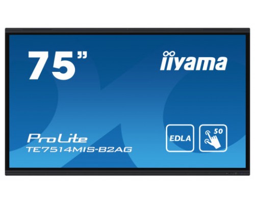 iiyama PROLITE TE7514MIS-B2AG Pantalla plana para señalización digital 190,5 cm (75") LCD Wifi 435 cd / m² 4K Ultra HD Negro Pantalla táctil Procesador incorporado Android 24/7 (Espera 4 dias)