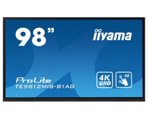 iiyama PROLITE Pizarra de caballete digital 2,49 m (98") LED Wifi 400 cd / m² 4K Ultra HD Negro Pantalla táctil Procesador incorporado Android 24/7 (Espera 4 dias)