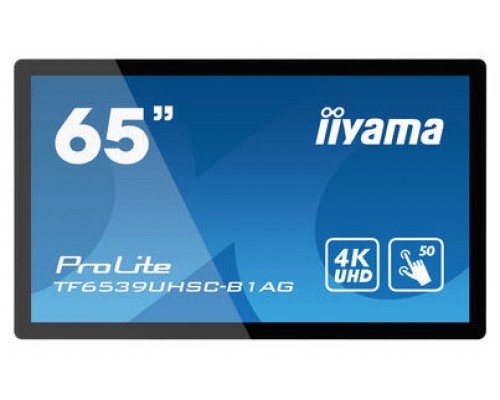 iiyama TF6539UHSC-B1AG pizarra y accesorios interactivos 165,1 cm (65") 3840 x 2160 Pixeles Pantalla táctil Negro USB (Espera 4 dias)