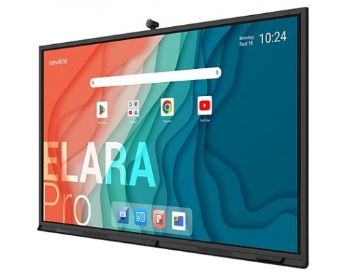 NEWLINE MONITOR INTERNATIVO ELARA PRO (TT-7523QCA+) 75", ANDROID 13, GOOGLE EDLA, CAMARA 4K, 8 MIC, MULTI USUARIO, 2X20W+SUB15W, WIFI 6 + BL, NFC, USB-C 100W, USB-C OUT, 16GB Y 320GB, 40 PT, NEWLINE APPS, OPS PC Y SDM OPC, 5 AÑOS DE GARANTIA O