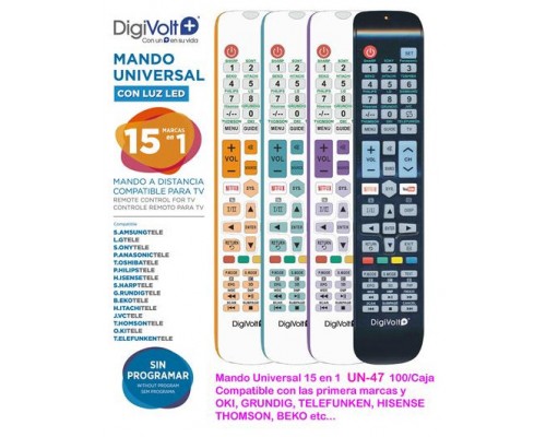 Mando Tv Universal Especial Con Led 15en1 Un-47 Color