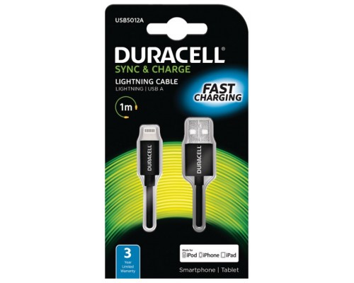 CABLE DURACELLLE USB-LIGHTNING NEGR