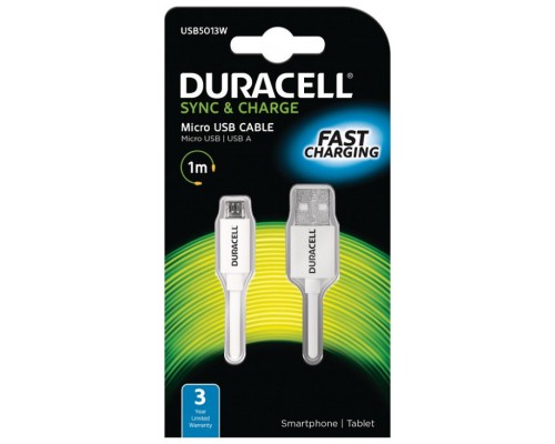 CABLE DURACELL USB-MICRO USB BLANCO