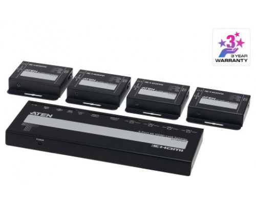 ATEN 4-PORT 4K HDMI CAT 6 SPLITTER WITH 4 RECEIVERS KIT, WITH LOCAL HDMI OUTPUT, IR RECEIVERS, AND POC (Espera 4 dias) ATEN 4-PORT 4K HDMI CAT 6 SPLITTER WITH 4 RECEIVERS KIT, WITH LOCAL HDMI OUTPUT, IR RECEIVERS, AND POC (Espera 4 dias)