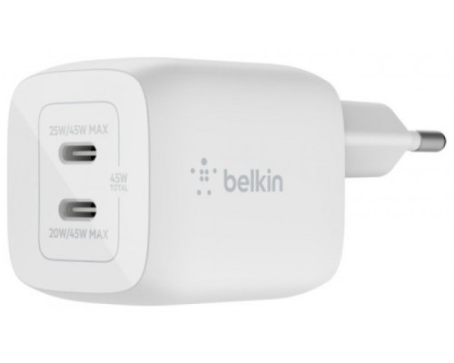 Cargador De Pared Belkin Wch011vfwh Doble Usb-c Gan