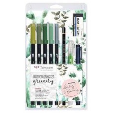 KIT WATERCOLORING SET GREENERY (1X ABT-098,228,249,312, N52 WS-EFL01 MONO-100-H EN-DC WB-FN-1 P PALETA DE MEZCLAS INSTRUCCIONES) TOMBOW WCS-GR (Espera 4 dias)