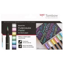 ESTUCHE 6 ROTULADORES BASE DE AGUA FUDENOSUKE PARA PAPEL OSCURO COLORES PASTEL TOMBOW WS-BS-6P (Espera 4 dias)