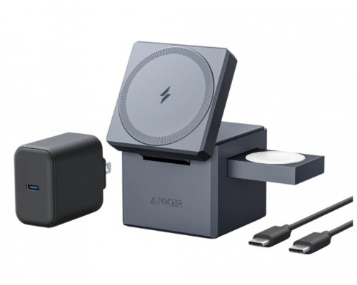 CARGADOR ANKER 3 EN 1 CON MAGSAFE CUBO GRIS